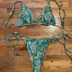 Skatie Green Paisley String Bikini